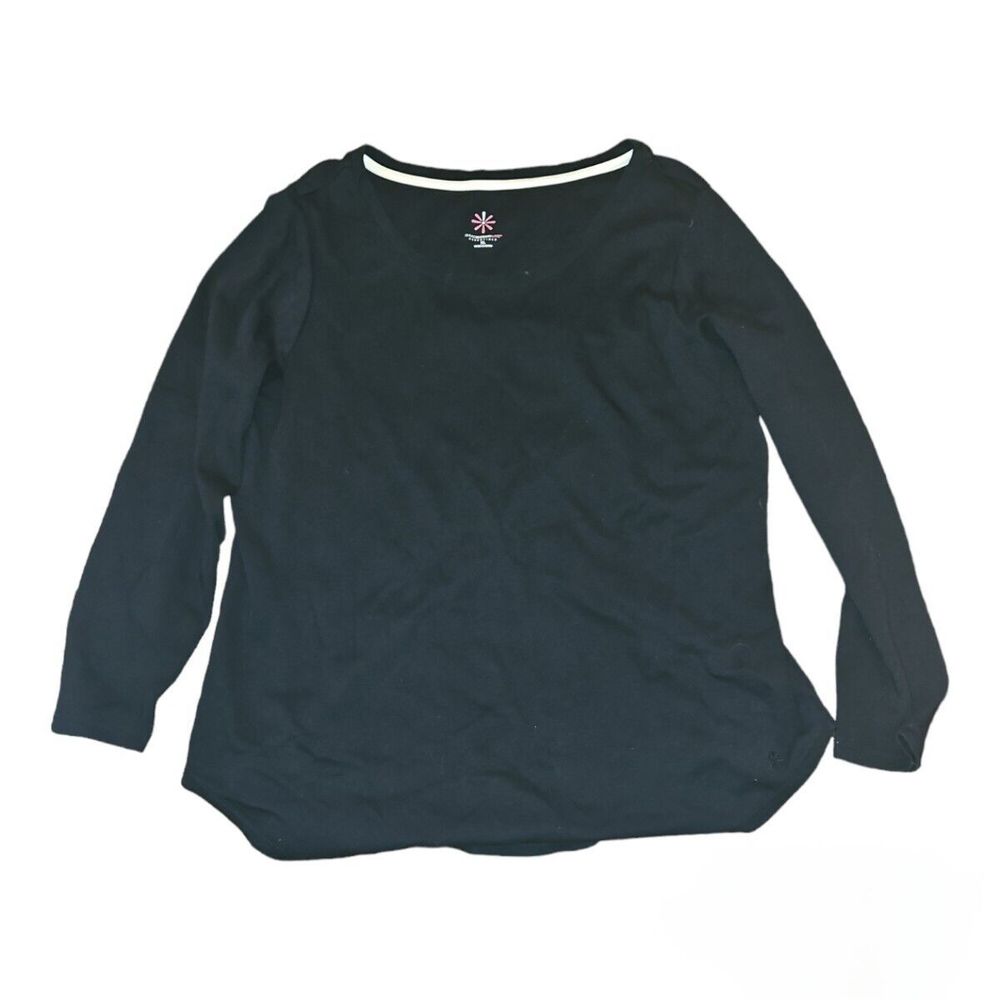 Isaac Mizrahi  Live Essentials XL Black Top Long Sleeve Shirt Casual Solid